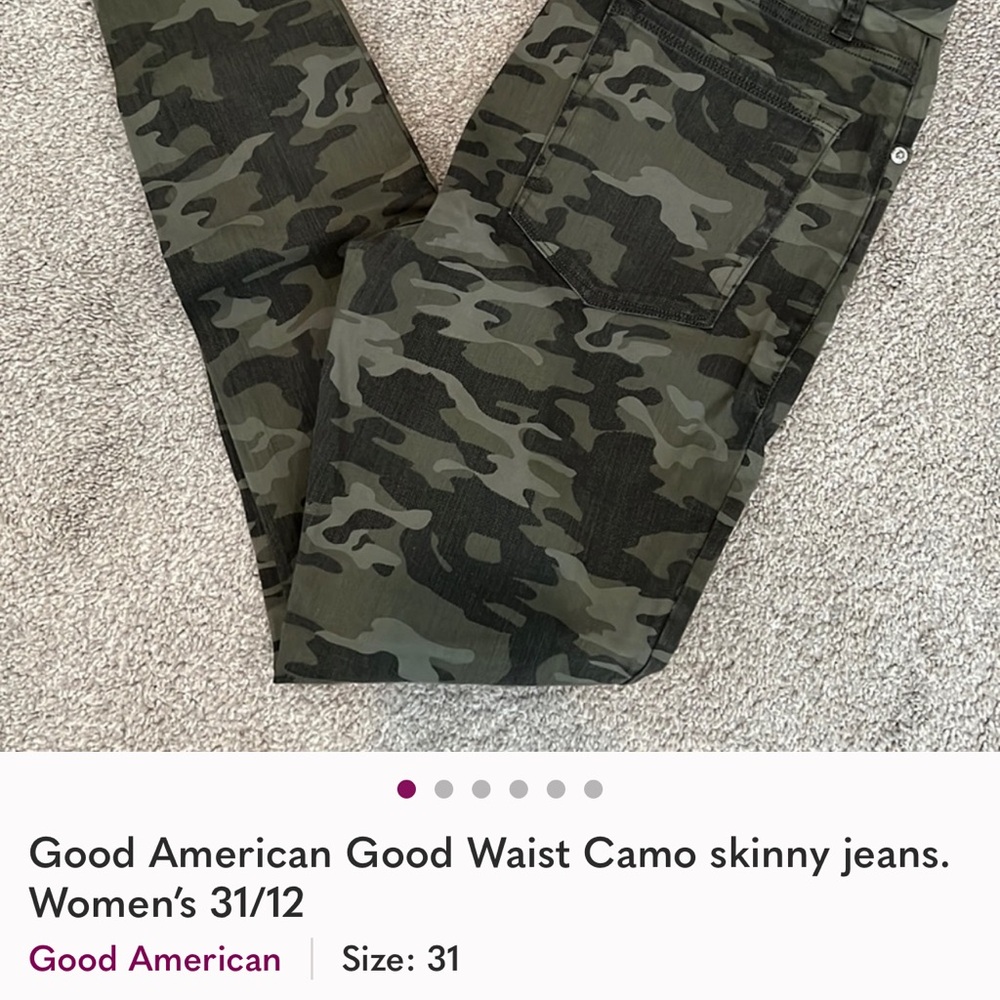 Good American Women's Dark Green Camo Skinny Jeans